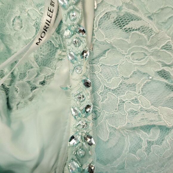 Morilee Bridesmaids Lace Beading Zipper Back Dress Style#21531 Mint Size 16 - Picture 8 of 12
